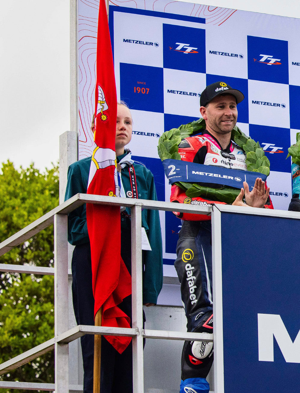 Isle of Man TT Races 2025 Metzeler Supertwin TT Race 1 Podium Backdrop